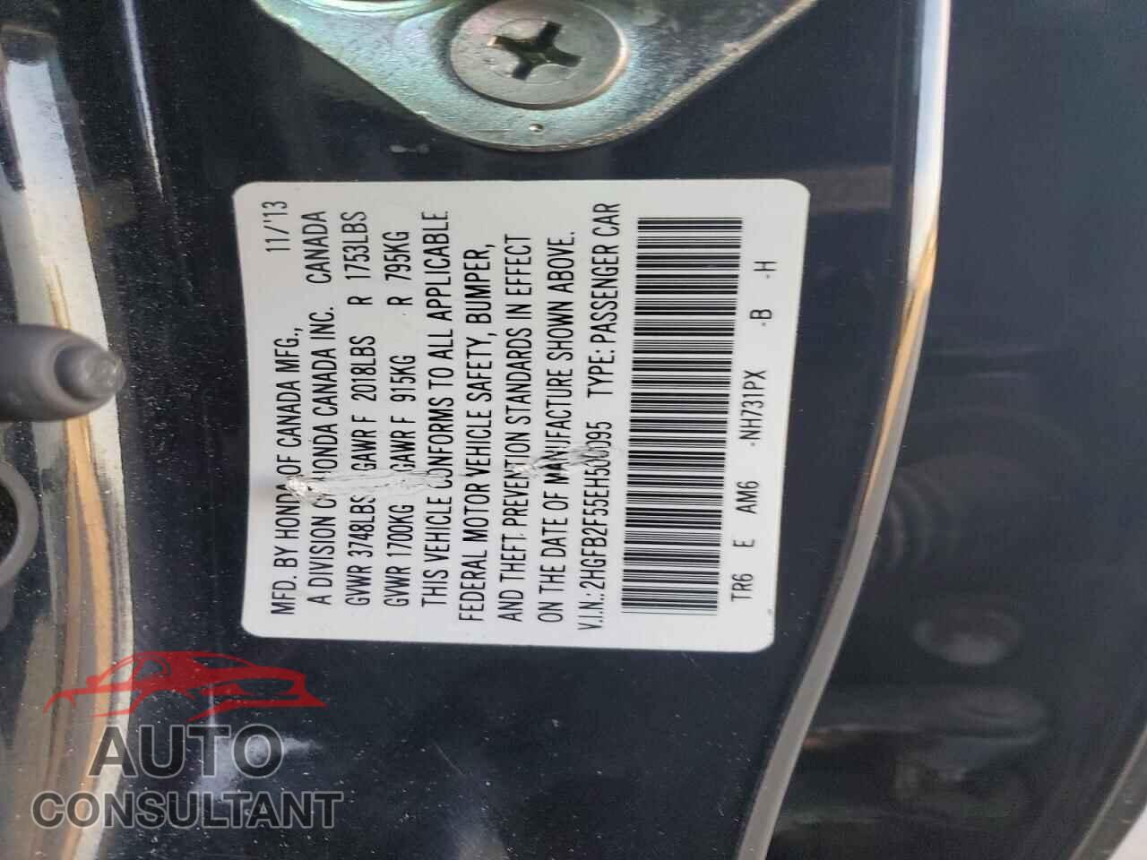 HONDA CIVIC 2014 - 2HGFB2F55EH500095