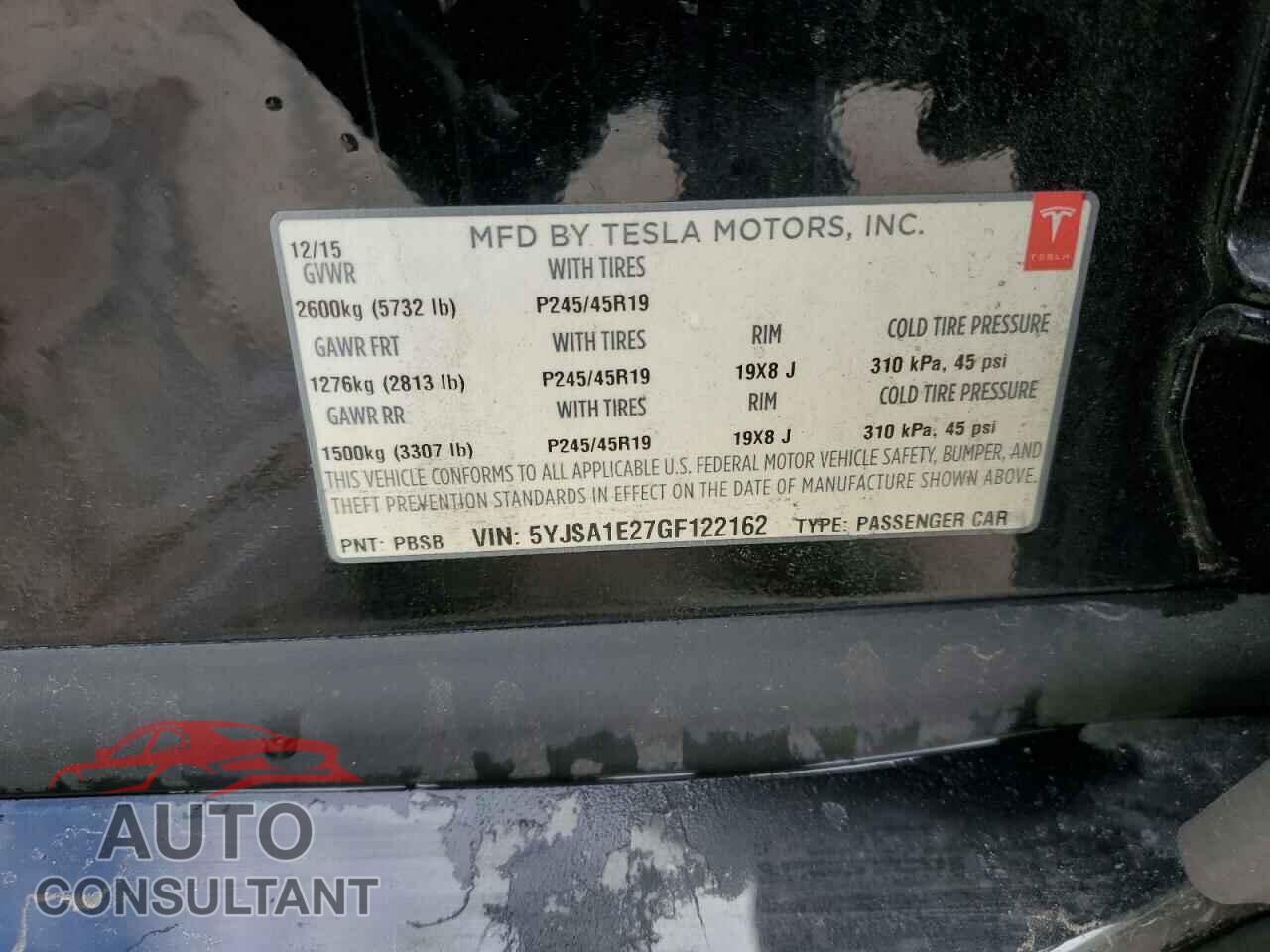 TESLA MODEL S 2016 - 5YJSA1E27GF122162