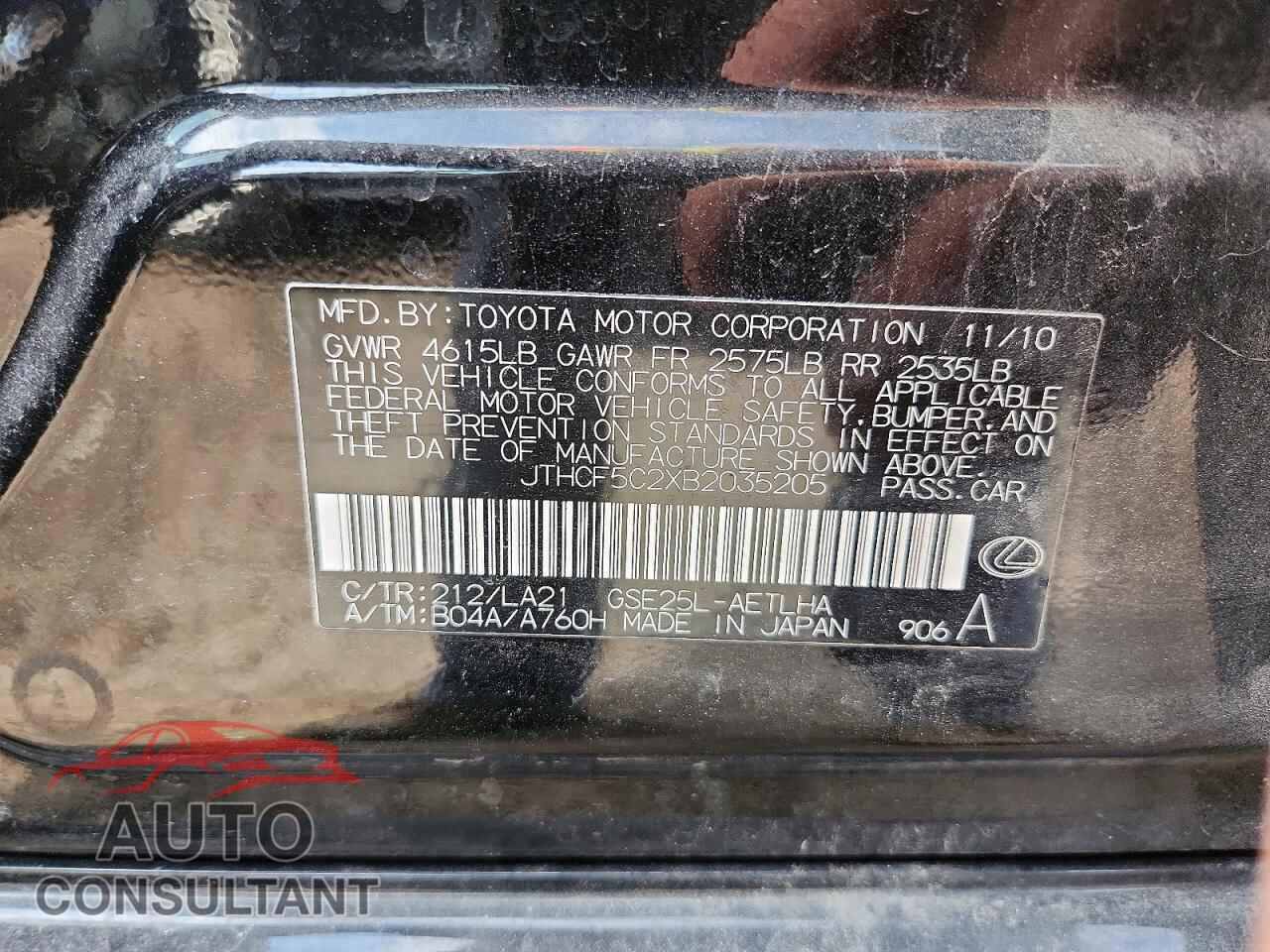 LEXUS IS 2011 - JTHCF5C2XB2035205