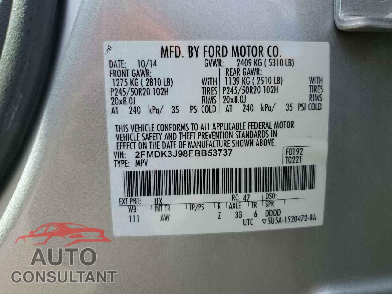 FORD EDGE 2014 - 2FMDK3J98EBB53737