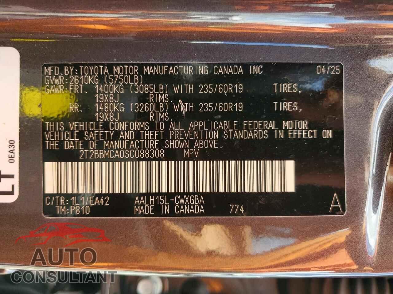 LEXUS UNKNOWN 2025 - 2T2BBMCA0SC088308