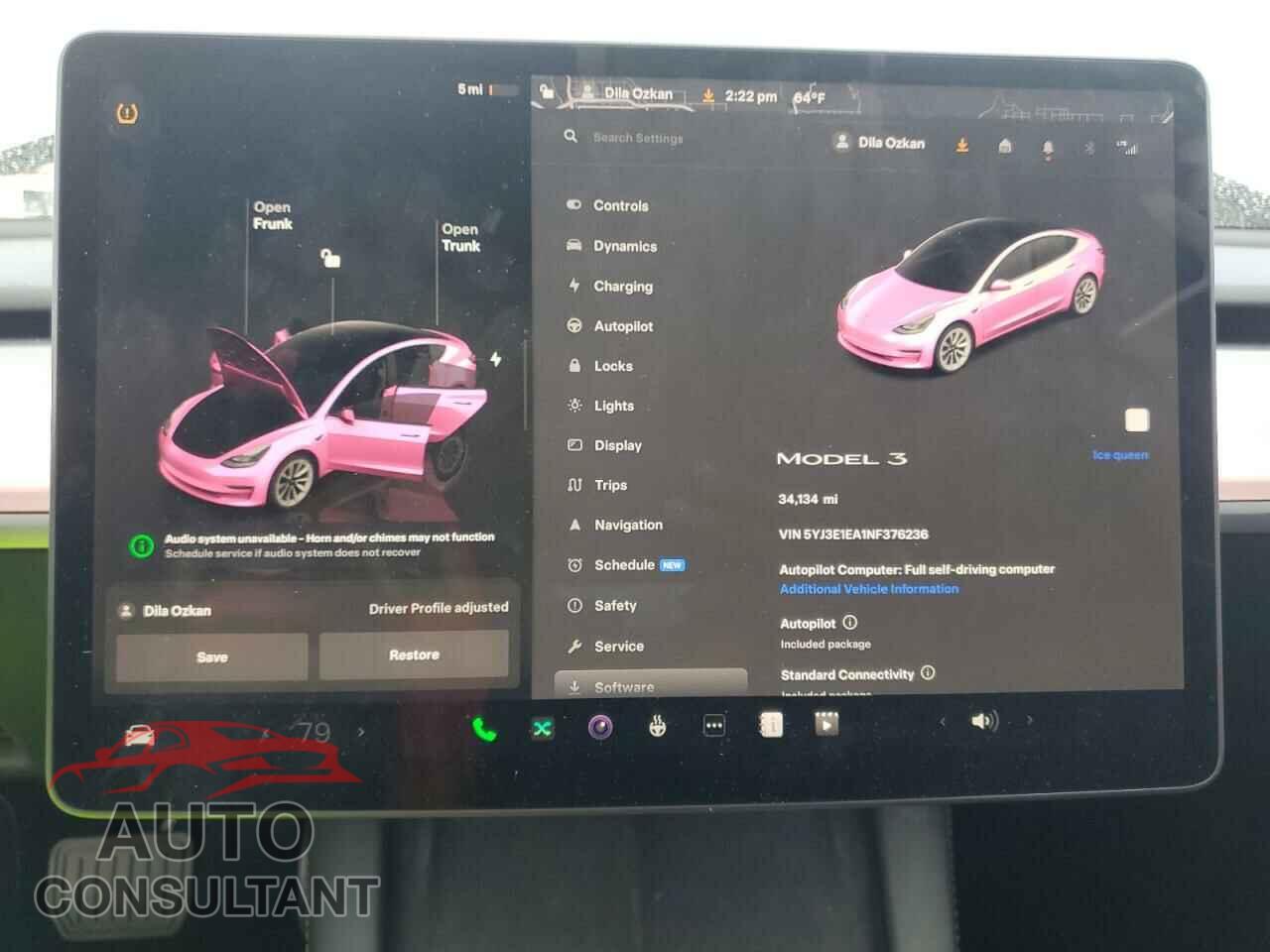 TESLA MODEL 3 2022 - 5YJ3E1EA1NF376236
