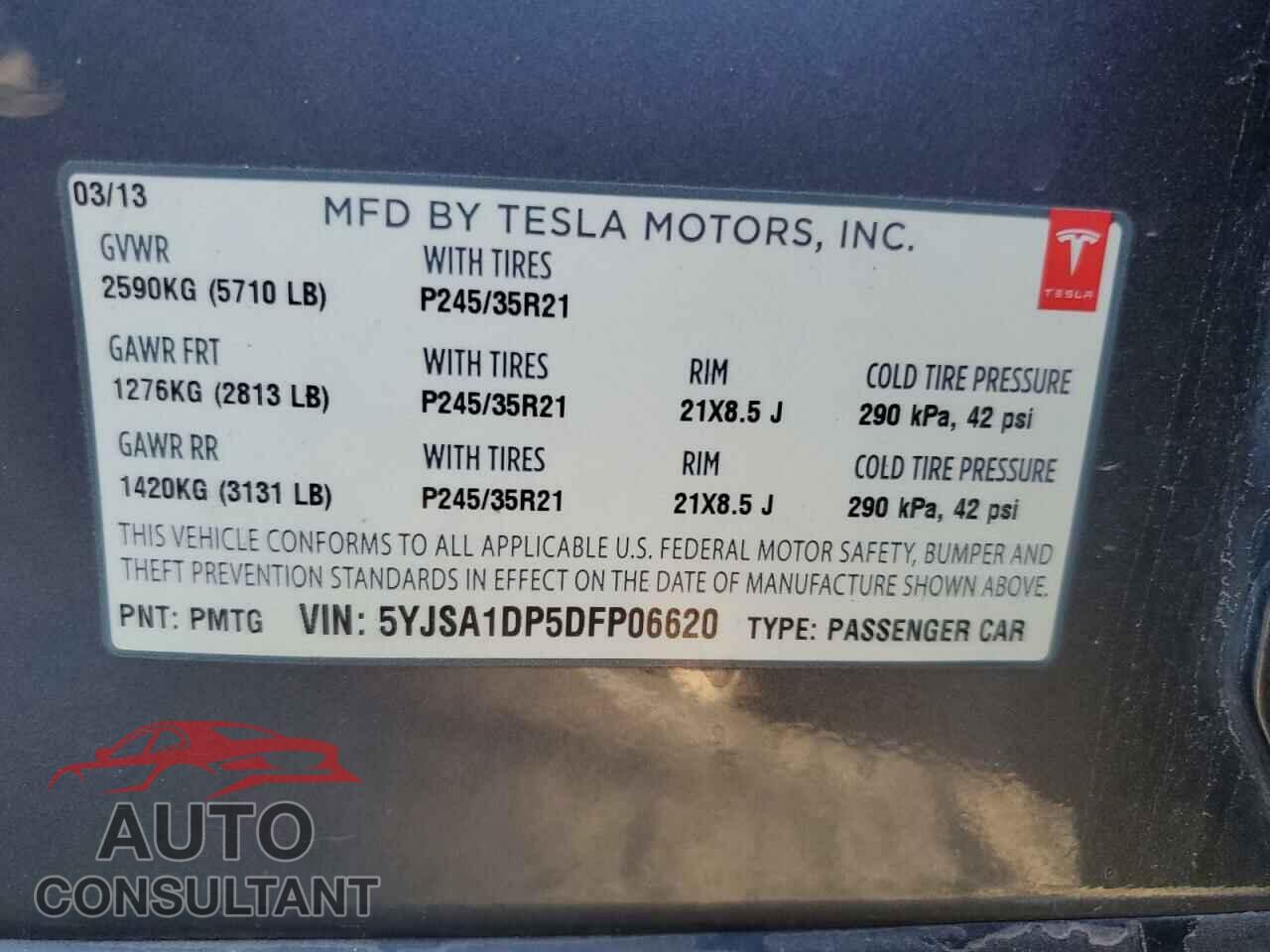 TESLA MODEL S 2013 - 5YJSA1DP5DFP06620