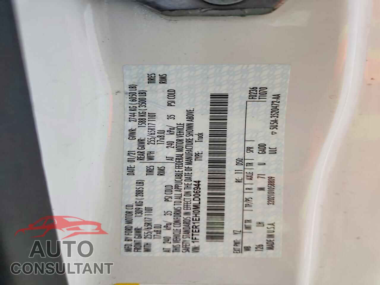 FORD RANGER 2021 - 1FTER1EH0MLD06944