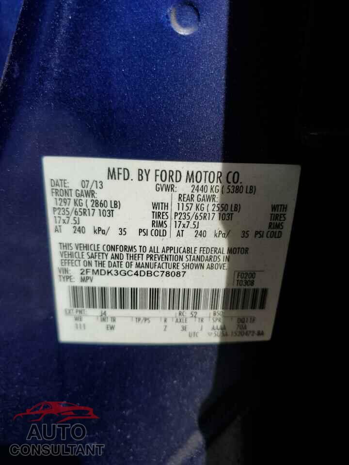 FORD EDGE 2013 - 2FMDK3GC4DBC78087