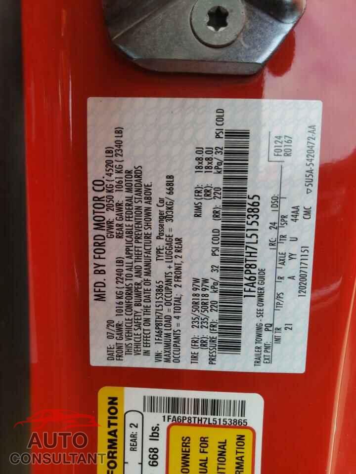 FORD MUSTANG 2020 - 1FA6P8TH7L5153865