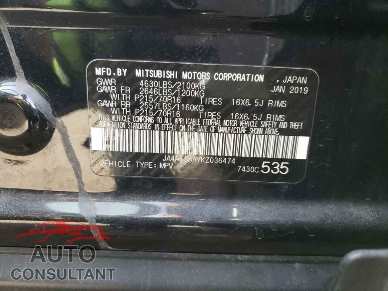 MITSUBISHI ECLIPSE 2019 - JA4AT3AA7KZ036474