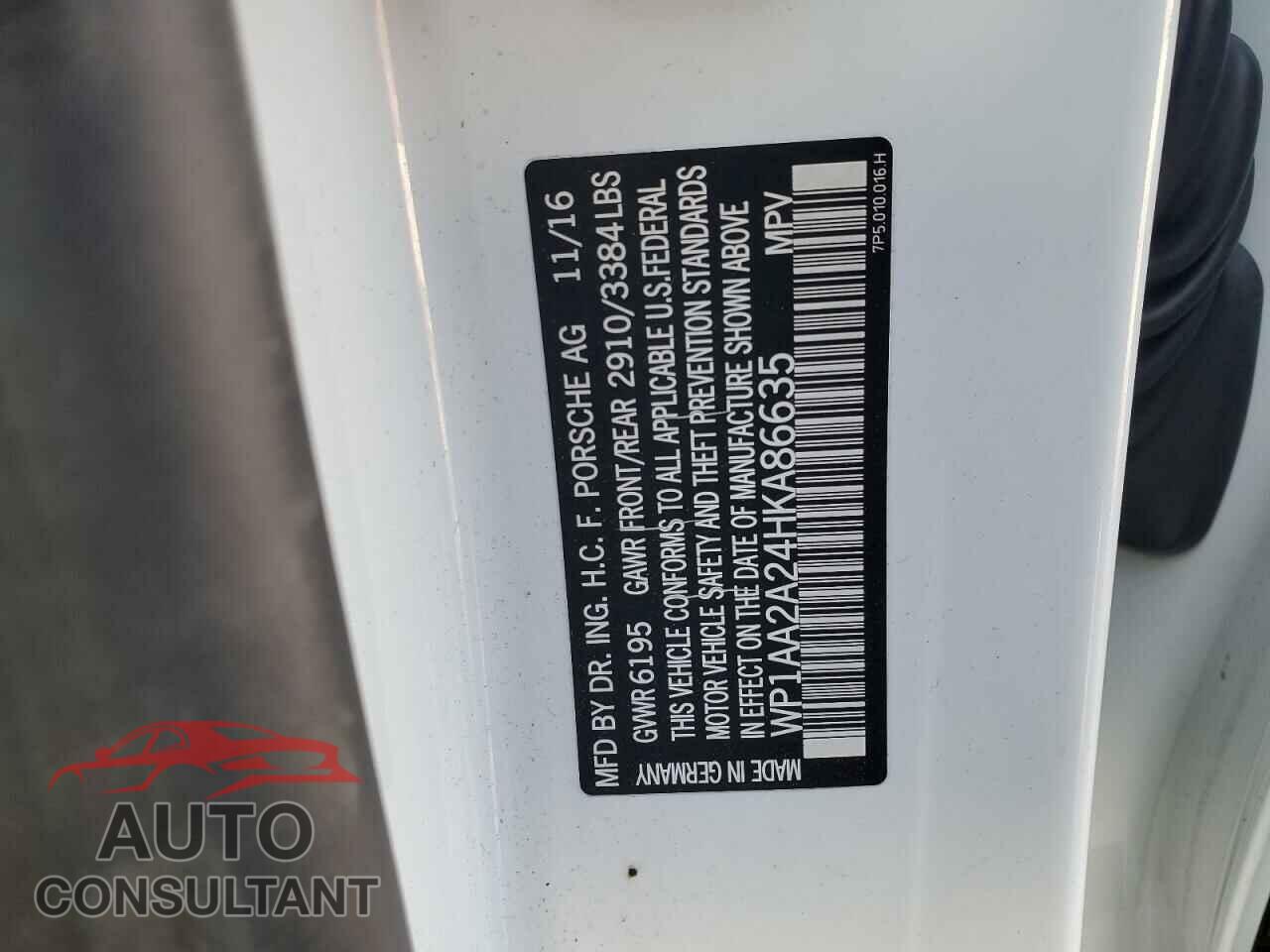 PORSCHE CAYENNE 2017 - WP1AA2A24HKA86635