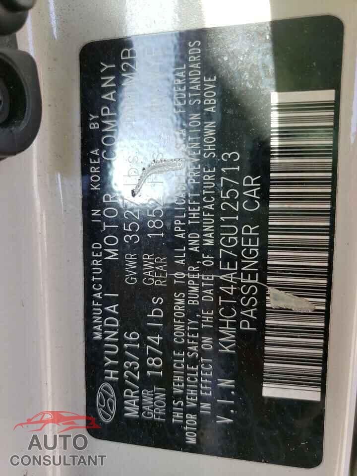 HYUNDAI ACCENT 2016 - KMHCT4AE7GU125713