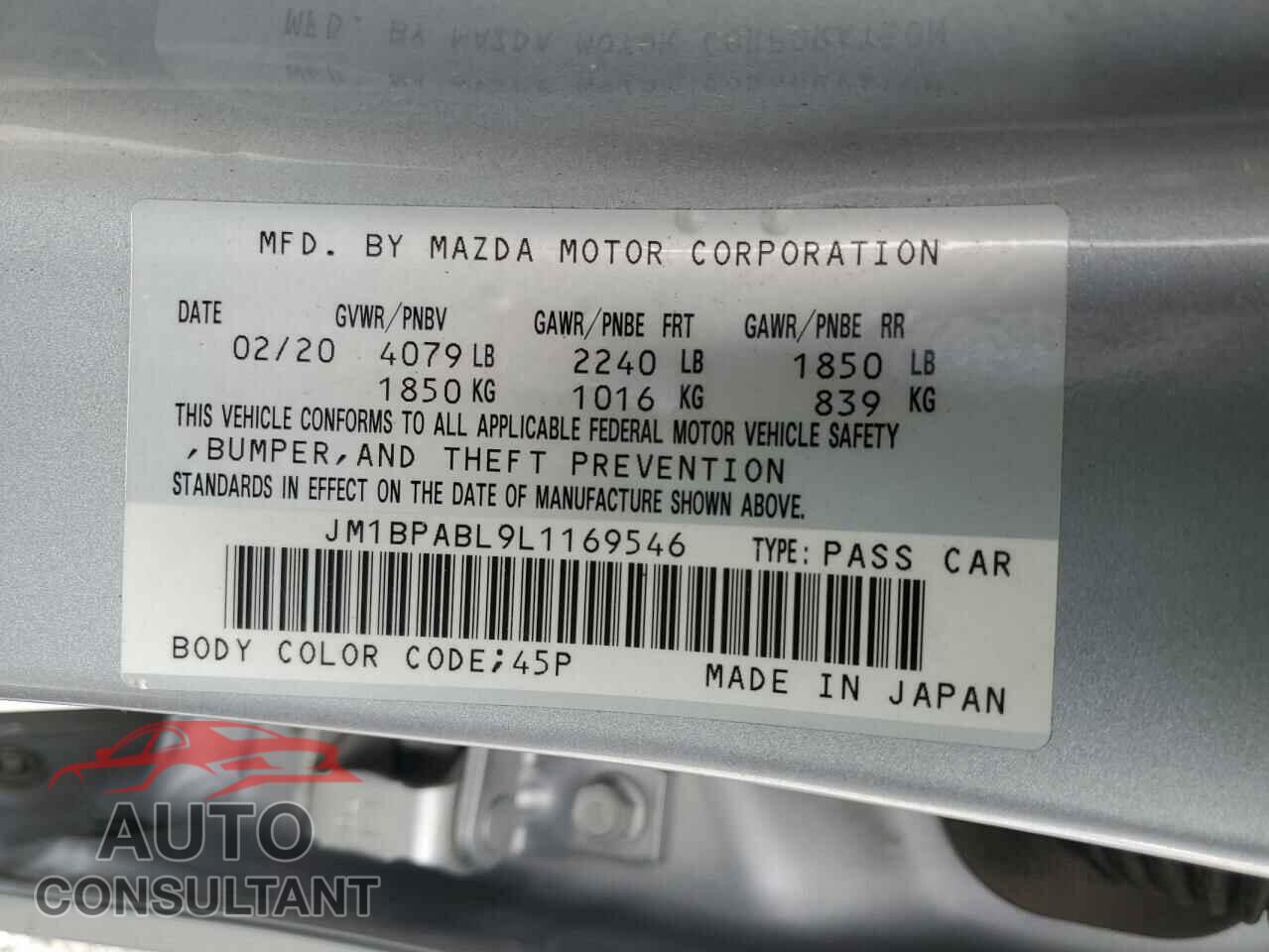 MAZDA 3 2020 - JM1BPABL9L1169546