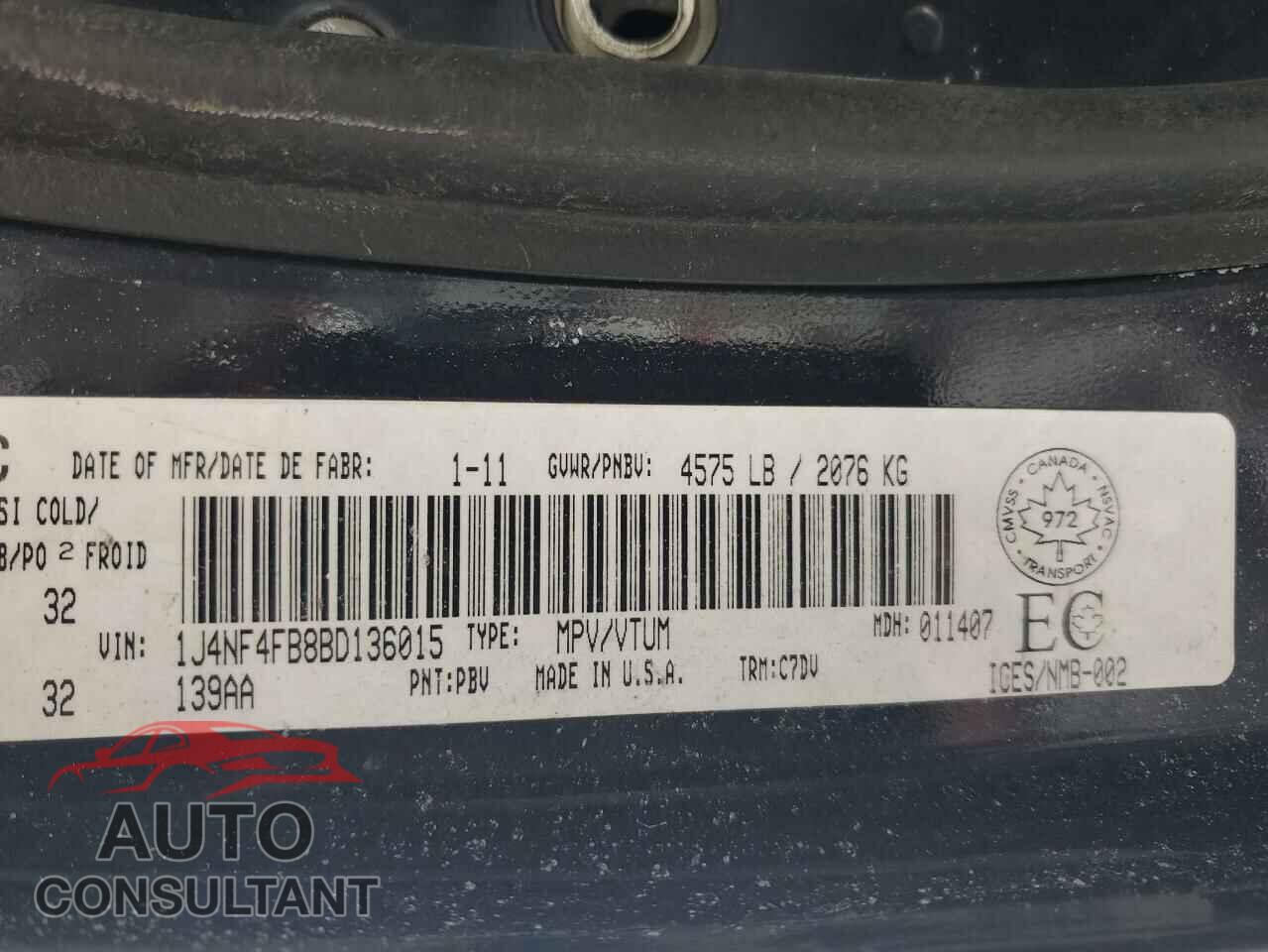 JEEP COMPASS 2011 - 1J4NF4FB8BD136015