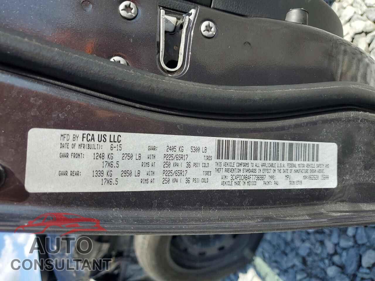 DODGE JOURNEY 2015 - 3C4PDCAB4FT736987