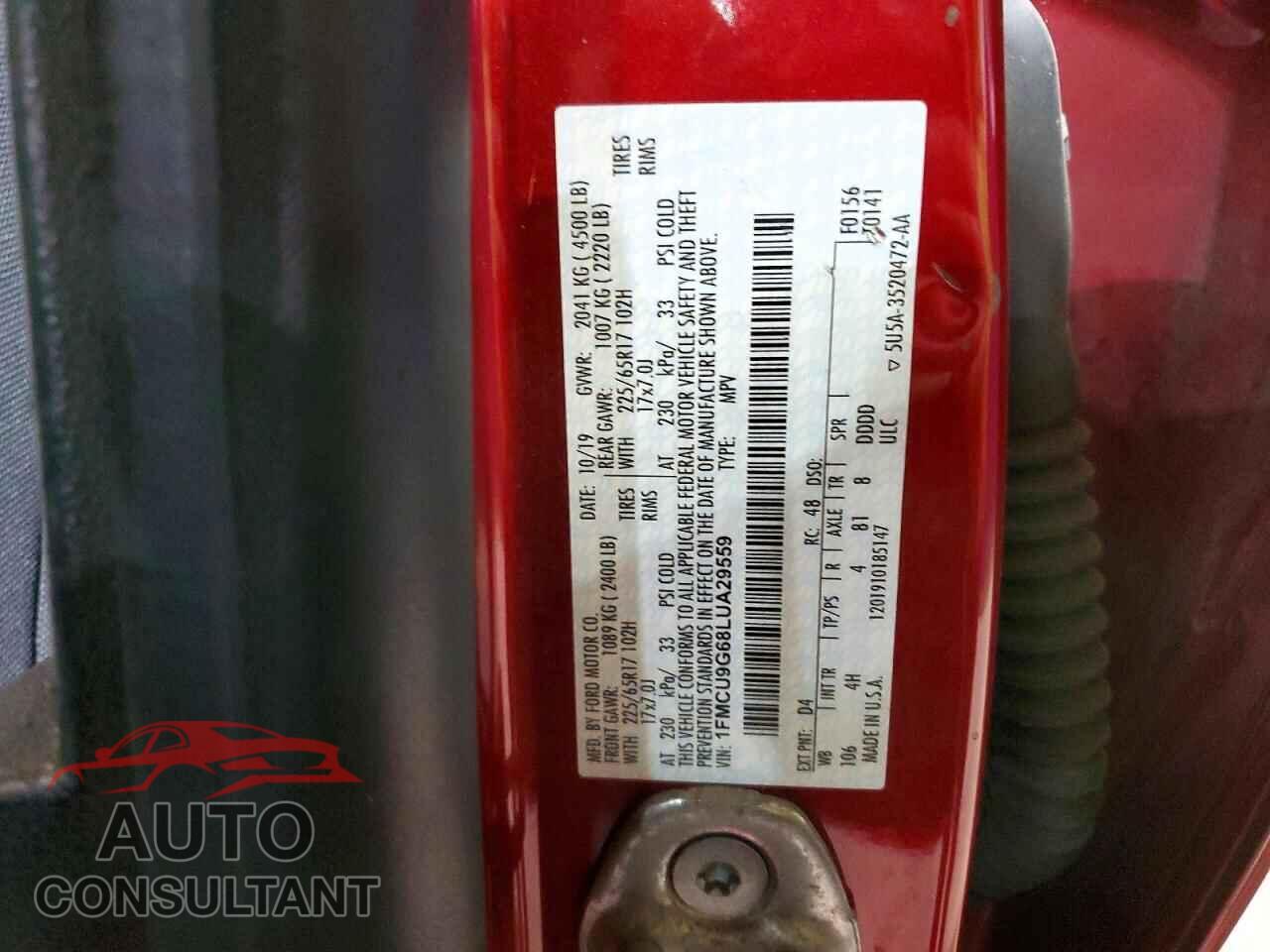 FORD ESCAPE 2020 - 1FMCU9G68LUA29559