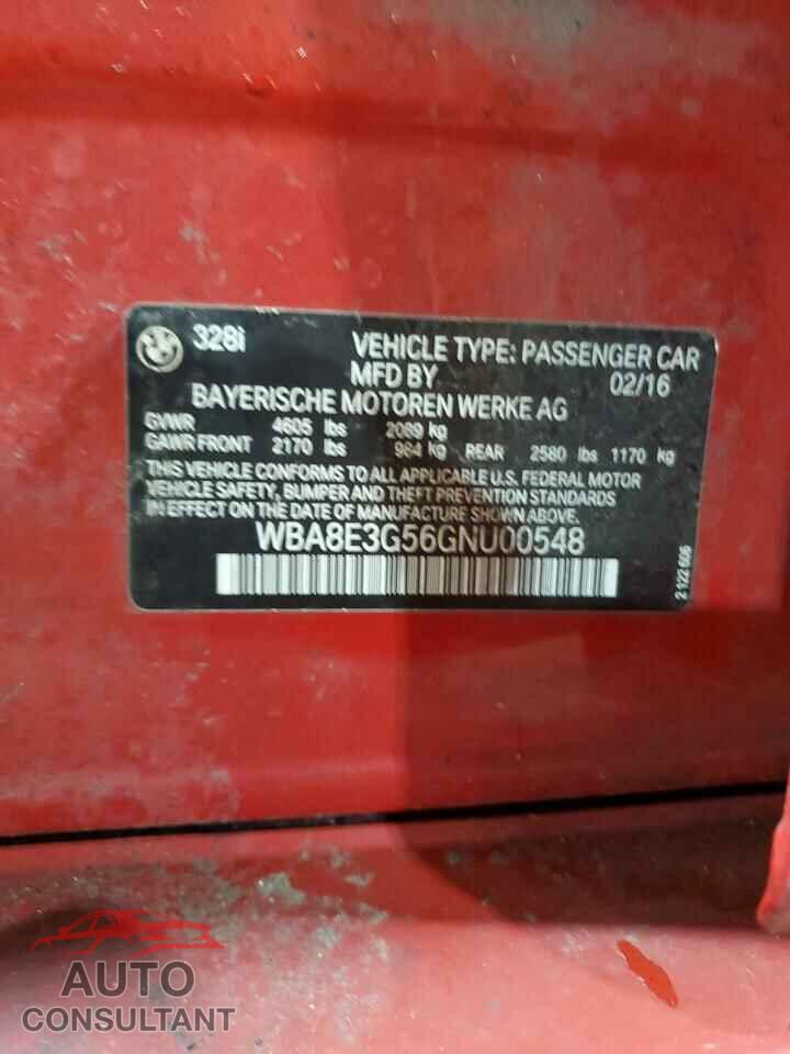 BMW 3 SERIES 2016 - WBA8E3G56GNU00548