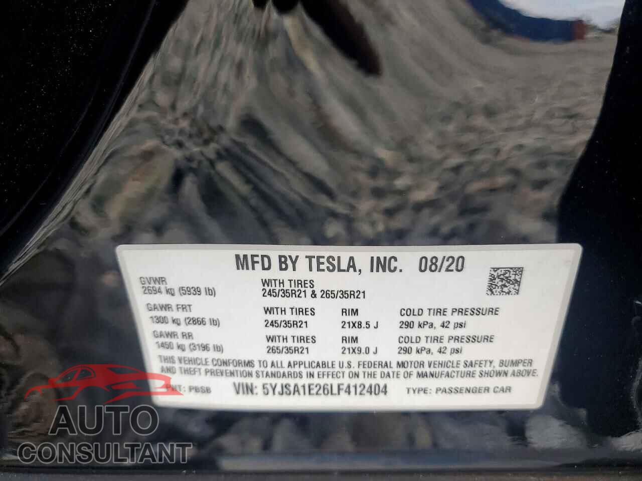 TESLA MODEL S 2020 - 5YJSA1E26LF412404