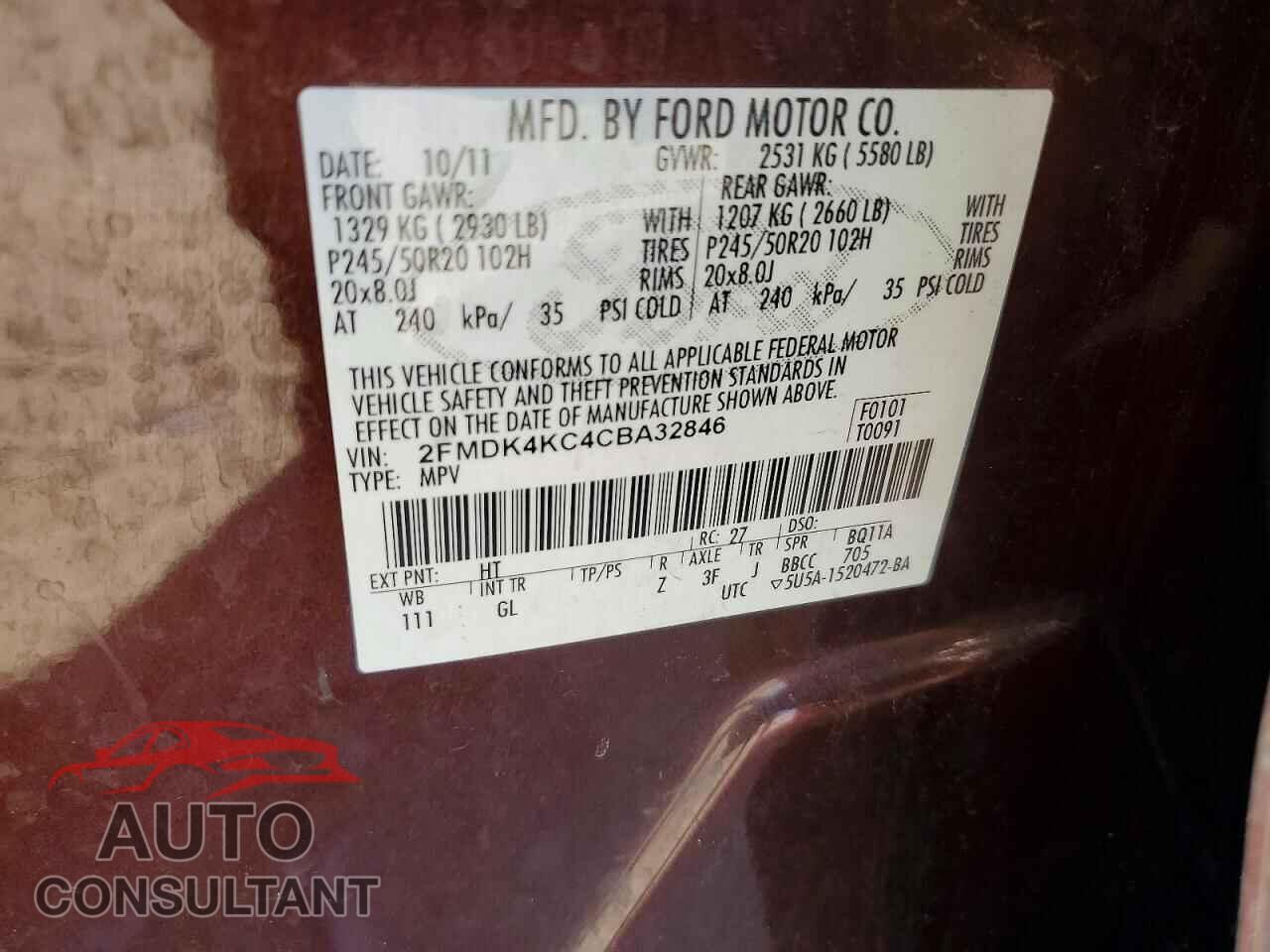 FORD EDGE 2012 - 2FMDK4KC4CBA32846
