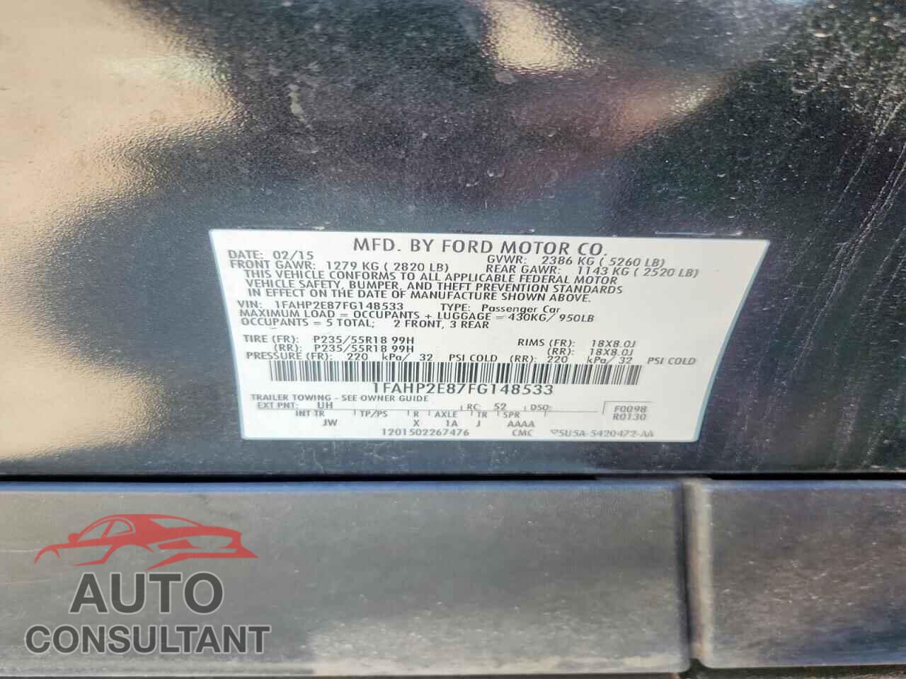 FORD TAURUS 2015 - 1FAHP2E87FG148533