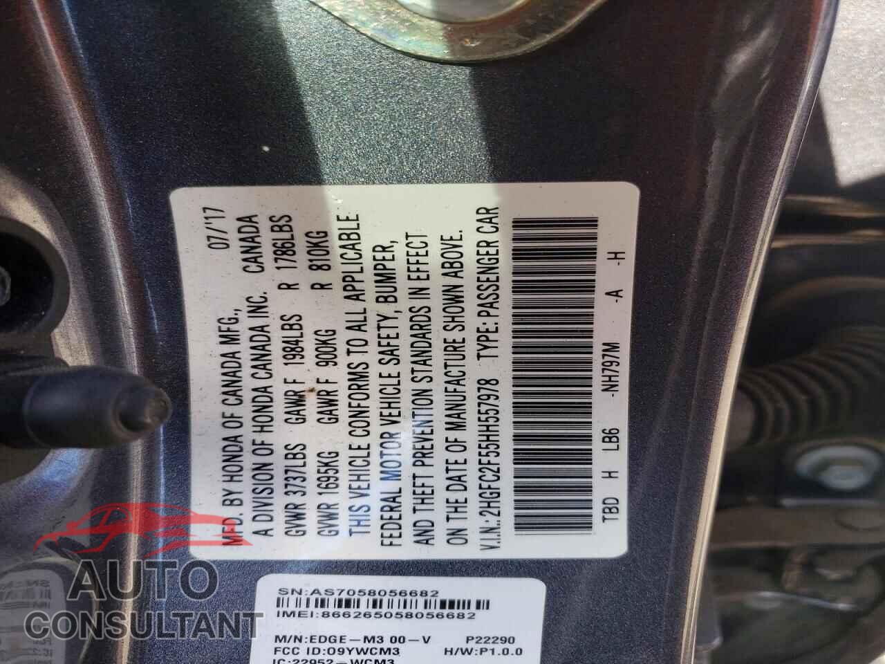 HONDA CIVIC 2017 - 2HGFC2F55HH557978