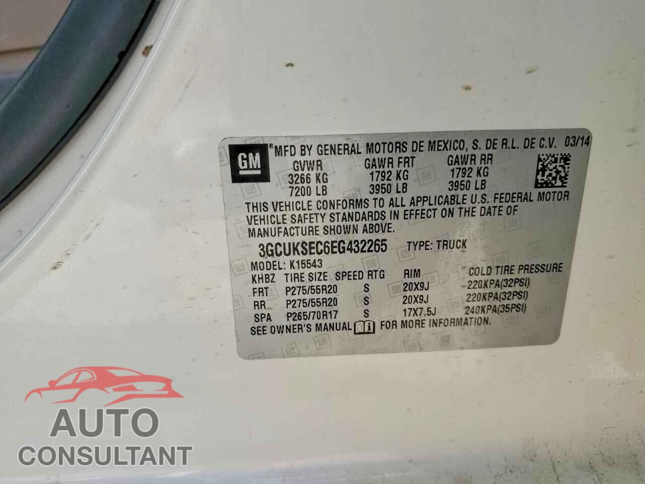 CHEVROLET SILVERADO 2014 - 3GCUKSEC6EG432265