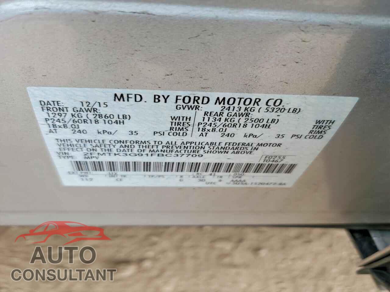 FORD EDGE 2015 - 2FMTK3G91FBC37709