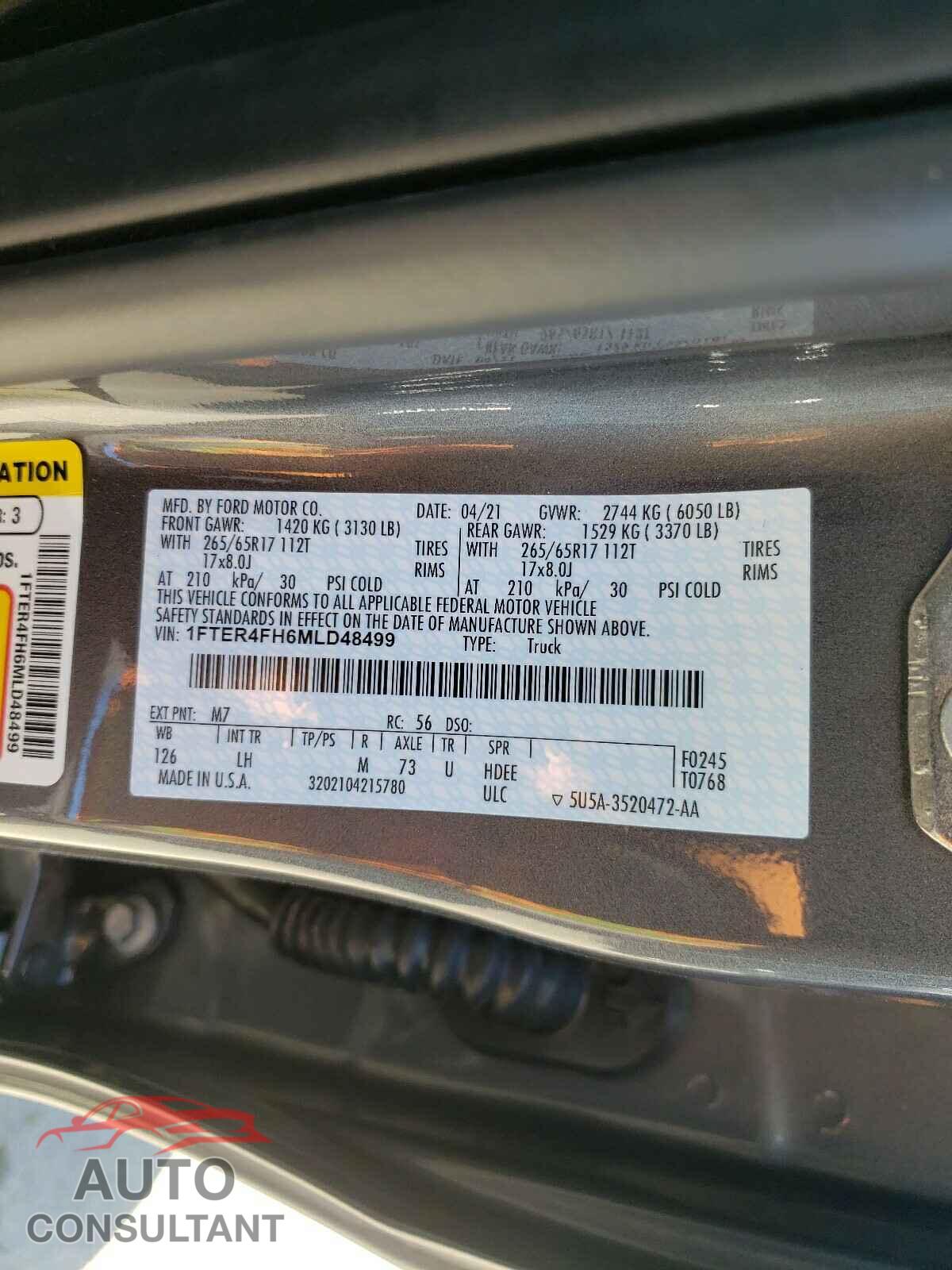 FORD RANGER 2021 - 1FTER4FH6MLD48499