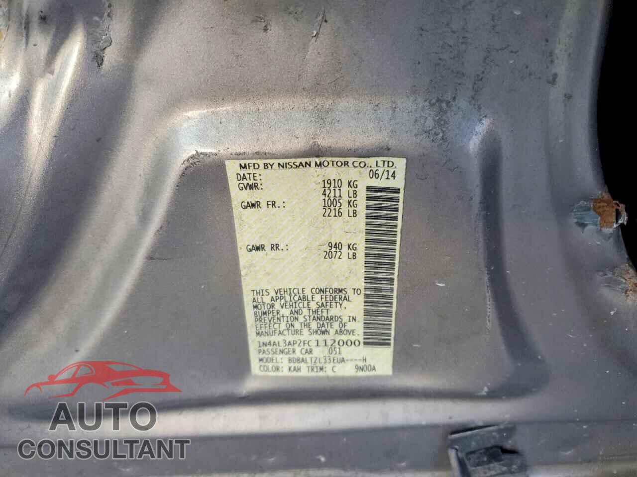 NISSAN ALTIMA 2015 - 1N4AL3AP2FC112000