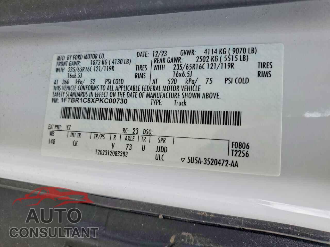 FORD TRANSIT 2023 - 1FTBR1C8XPKC00730