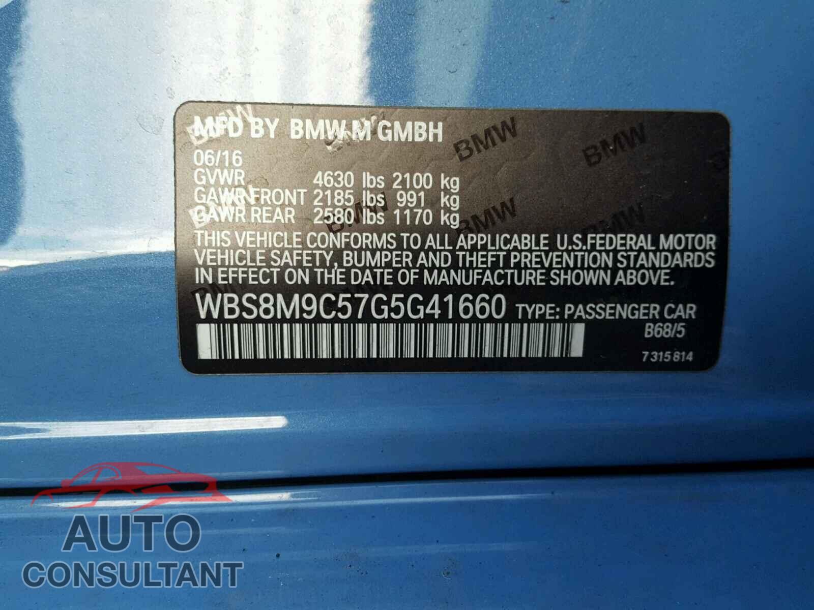 BMW M3 2016 - WBS8M9C57G5G41660
