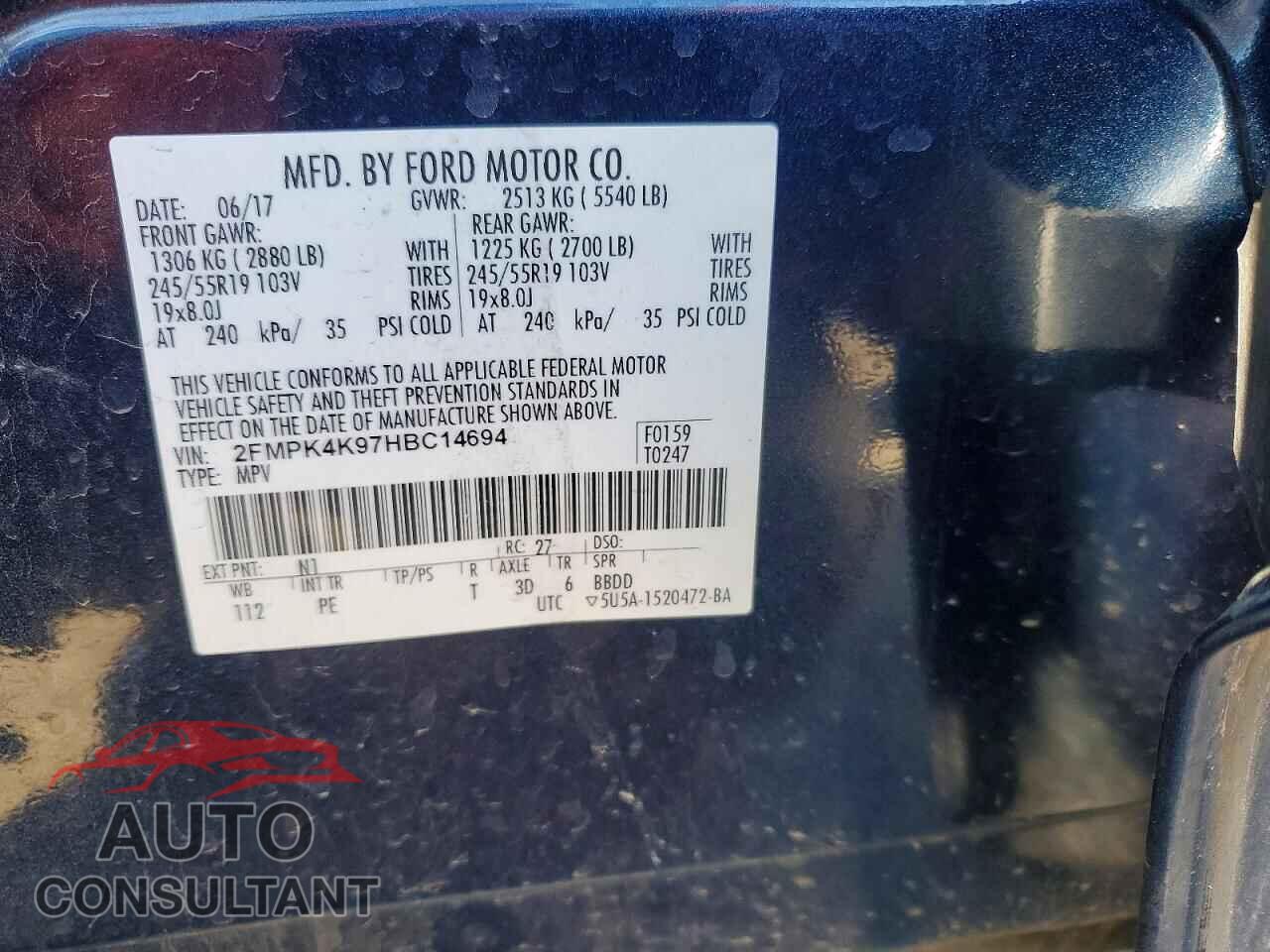 FORD EDGE 2017 - 2FMPK4K97HBC14694