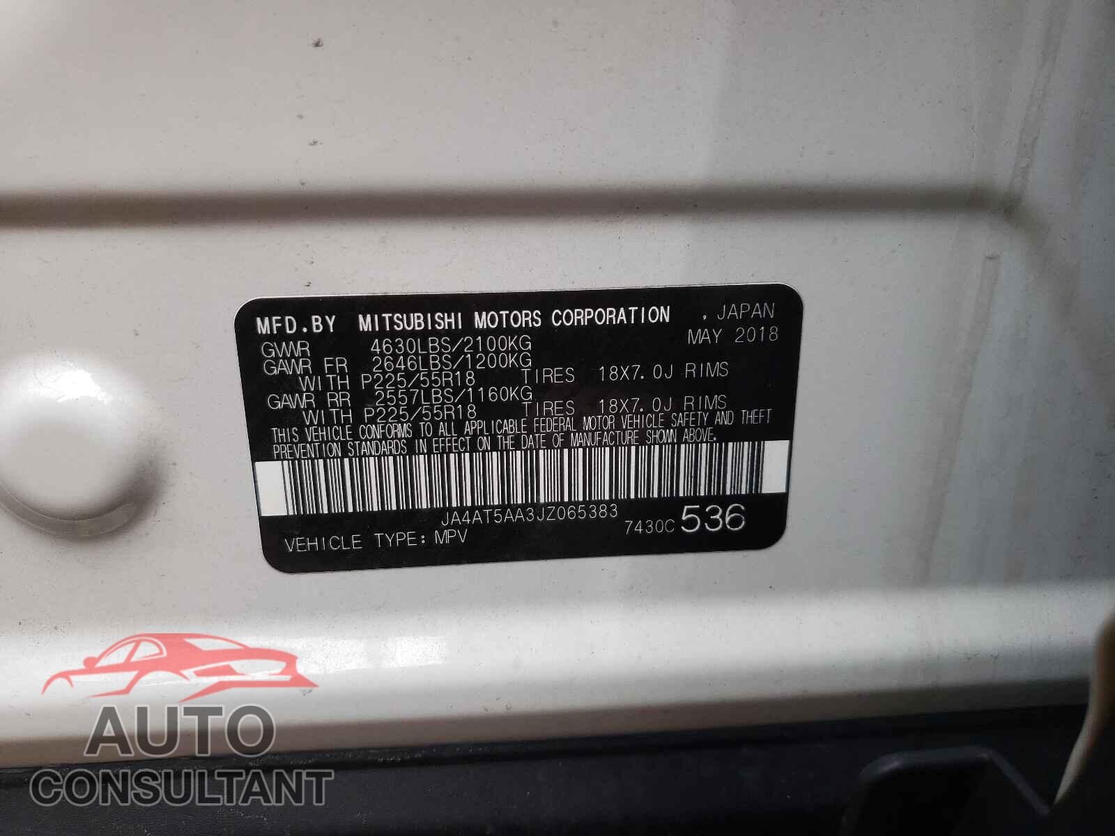 MITSUBISHI ECLIPSE 2018 - JA4AT5AA3JZ065383