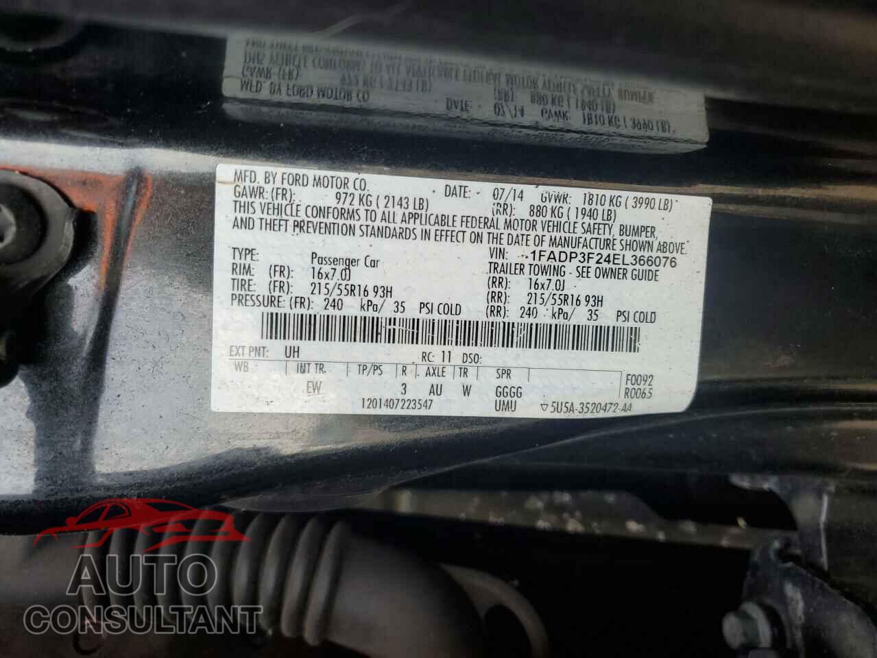 FORD FOCUS 2014 - 1FADP3F24EL366076