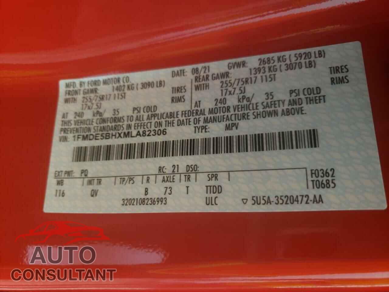 FORD BRONCO BAS 2021 - 1FMDE5BHXMLA82306