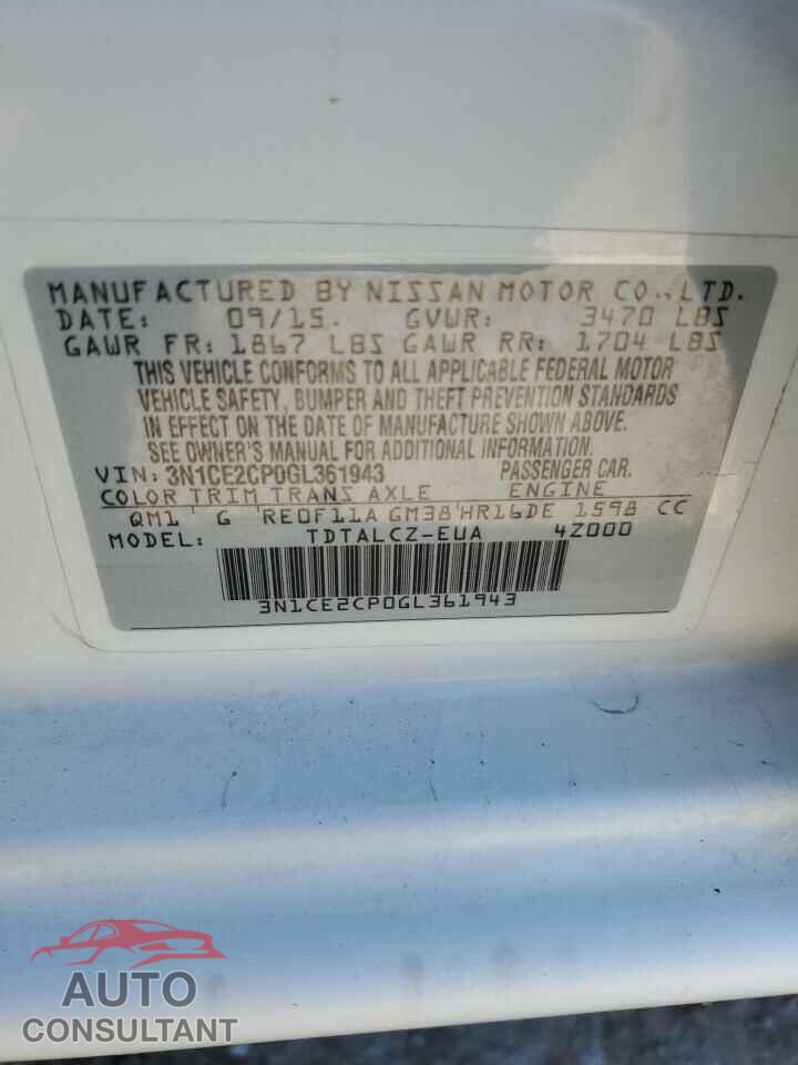 NISSAN VERSA 2016 - 3N1CE2CP0GL361943