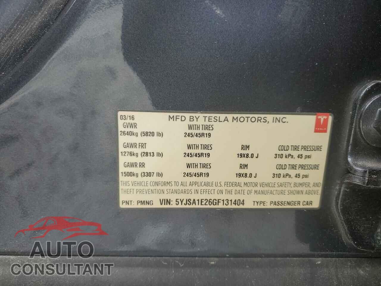 TESLA MODEL S 2016 - 5YJSA1E26GF131404