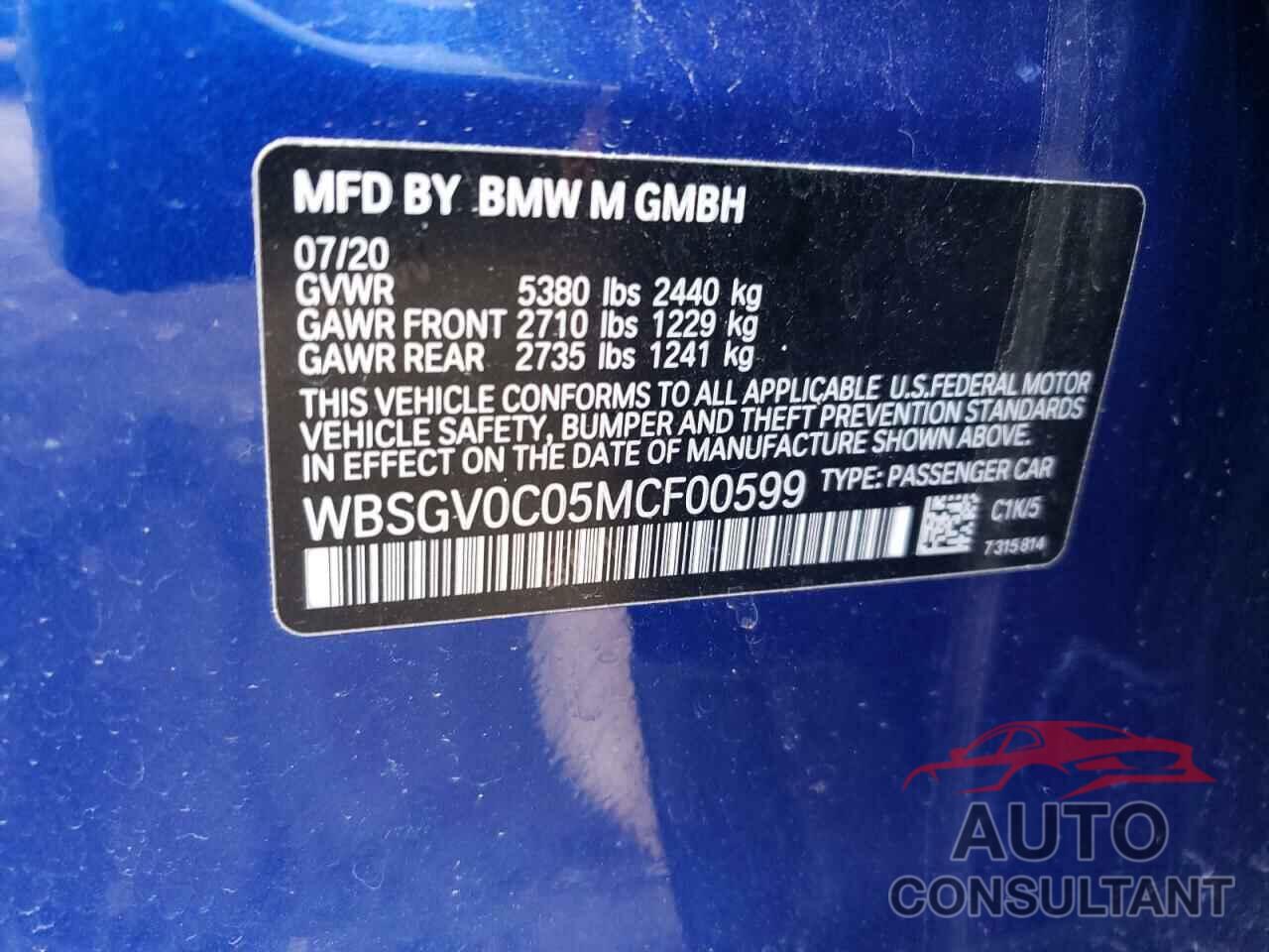 BMW M8 2021 - WBSGV0C05MCF00599