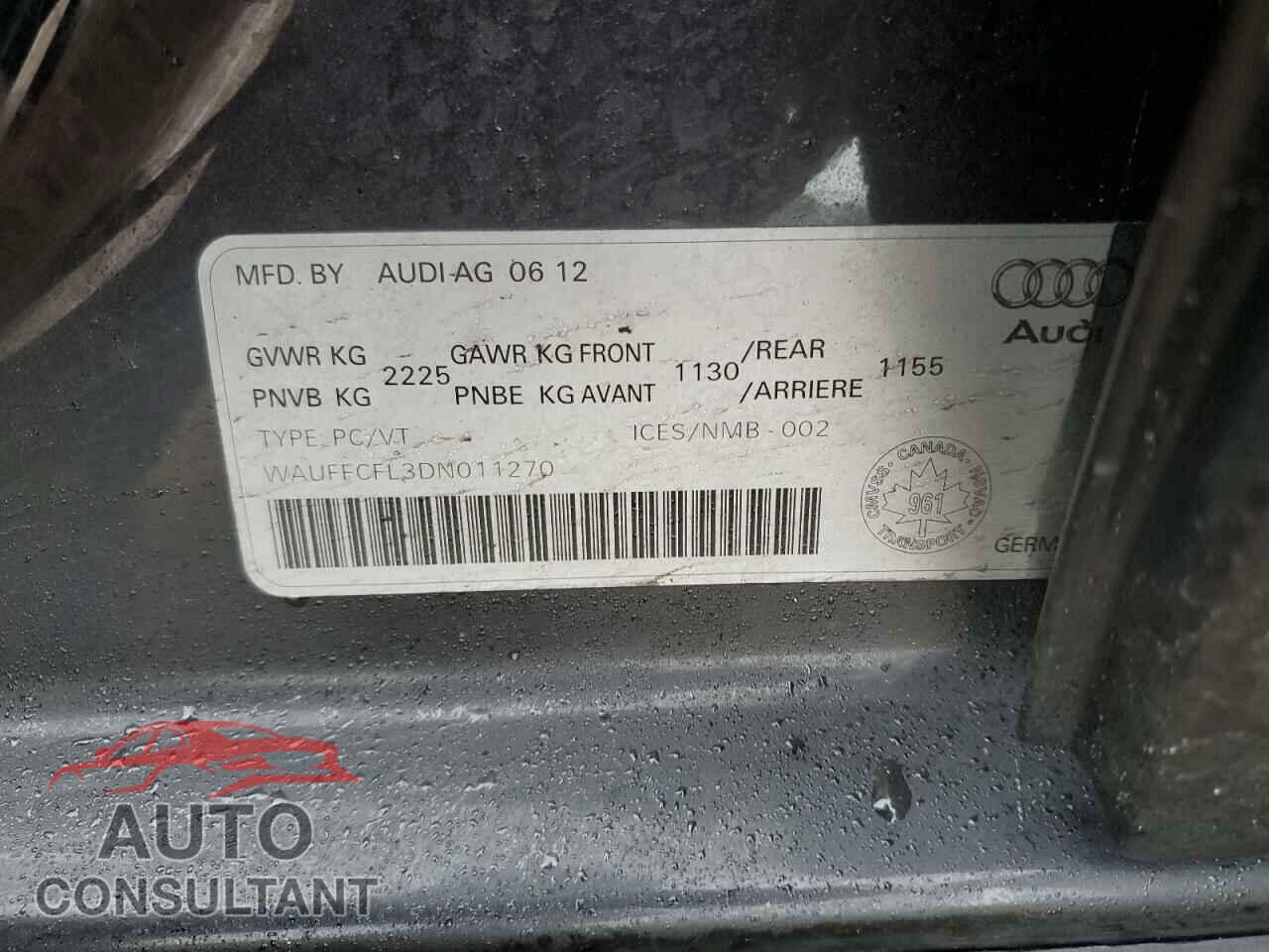 AUDI A4 2013 - WAUFFCFL3DN011270