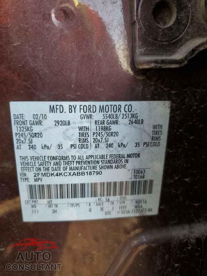 FORD EDGE 2010 - 2FMDK4KCXABB18790