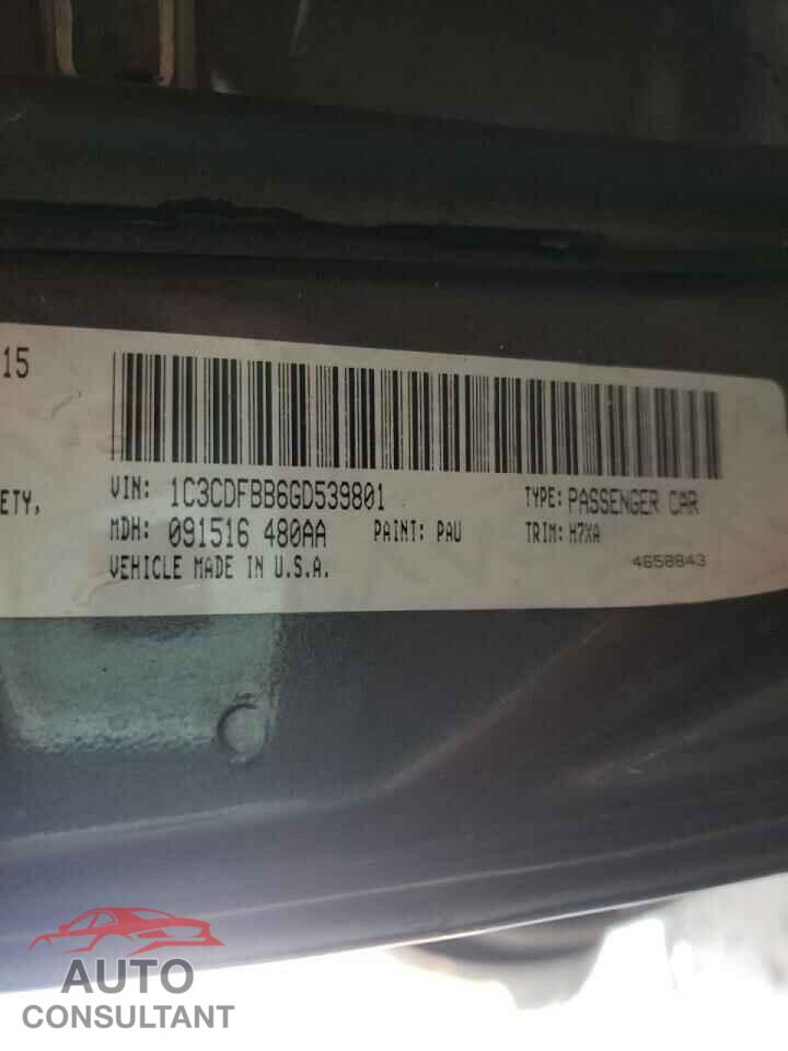 DODGE DART 2016 - 1C3CDFBB6GD539801