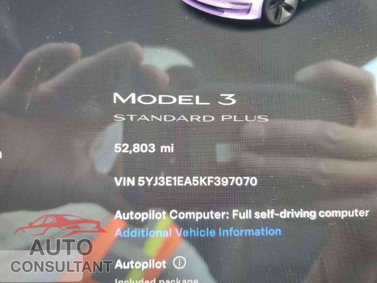 TESLA MODEL 3 2019 - 5YJ3E1EA5KF397070