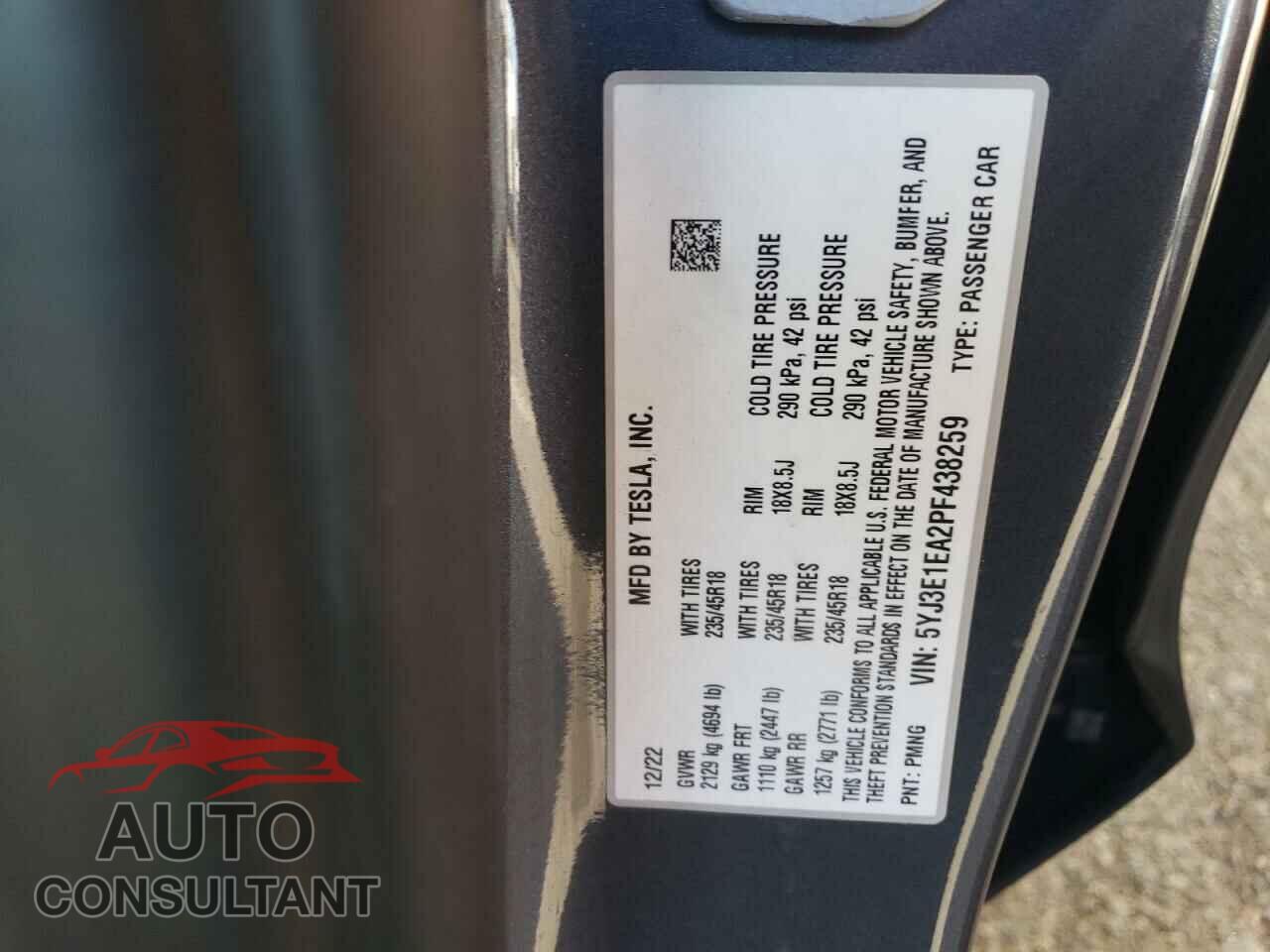 TESLA MODEL 3 2023 - 5YJ3E1EA2PF438259