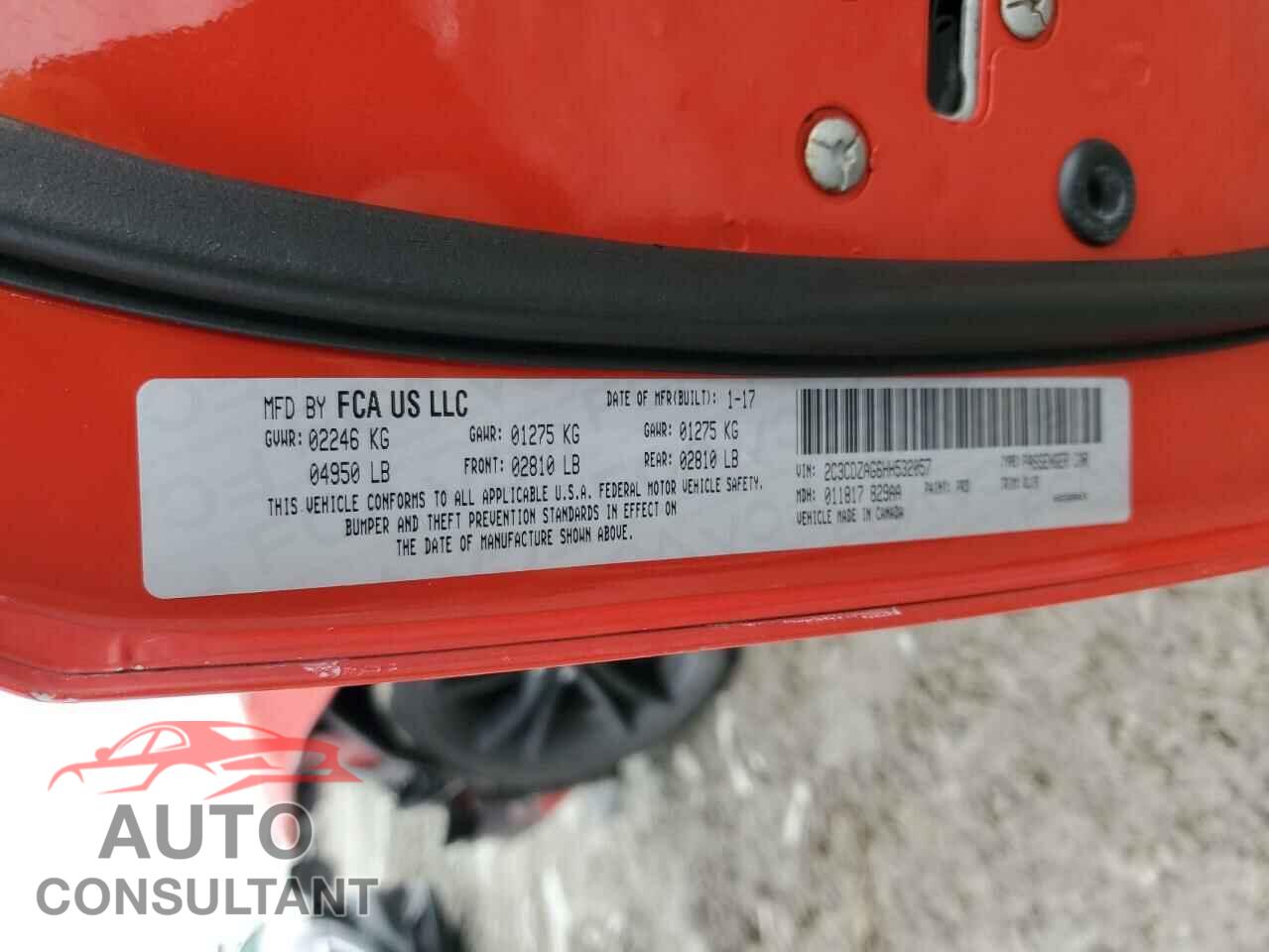 DODGE CHALLENGER 2017 - 2C3CDZAG6HH532057