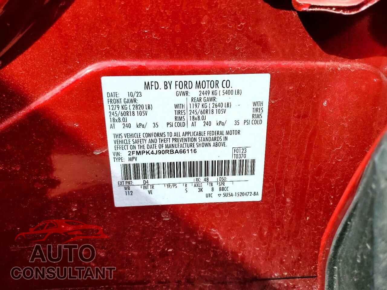FORD EDGE 2024 - 2FMPK4J90RBA66116