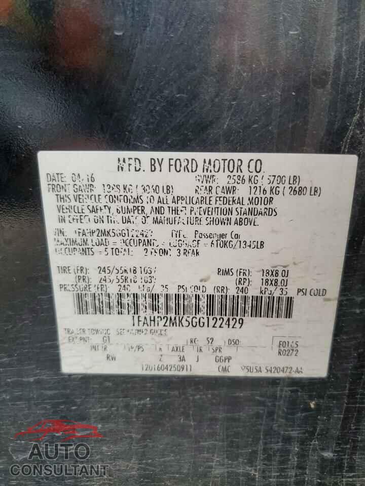 FORD TAURUS 2016 - 1FAHP2MK5GG122429