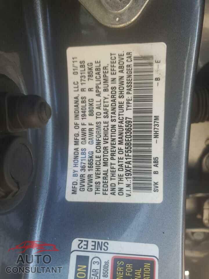 HONDA CIVIC 2011 - 19XFA1F55BE036597