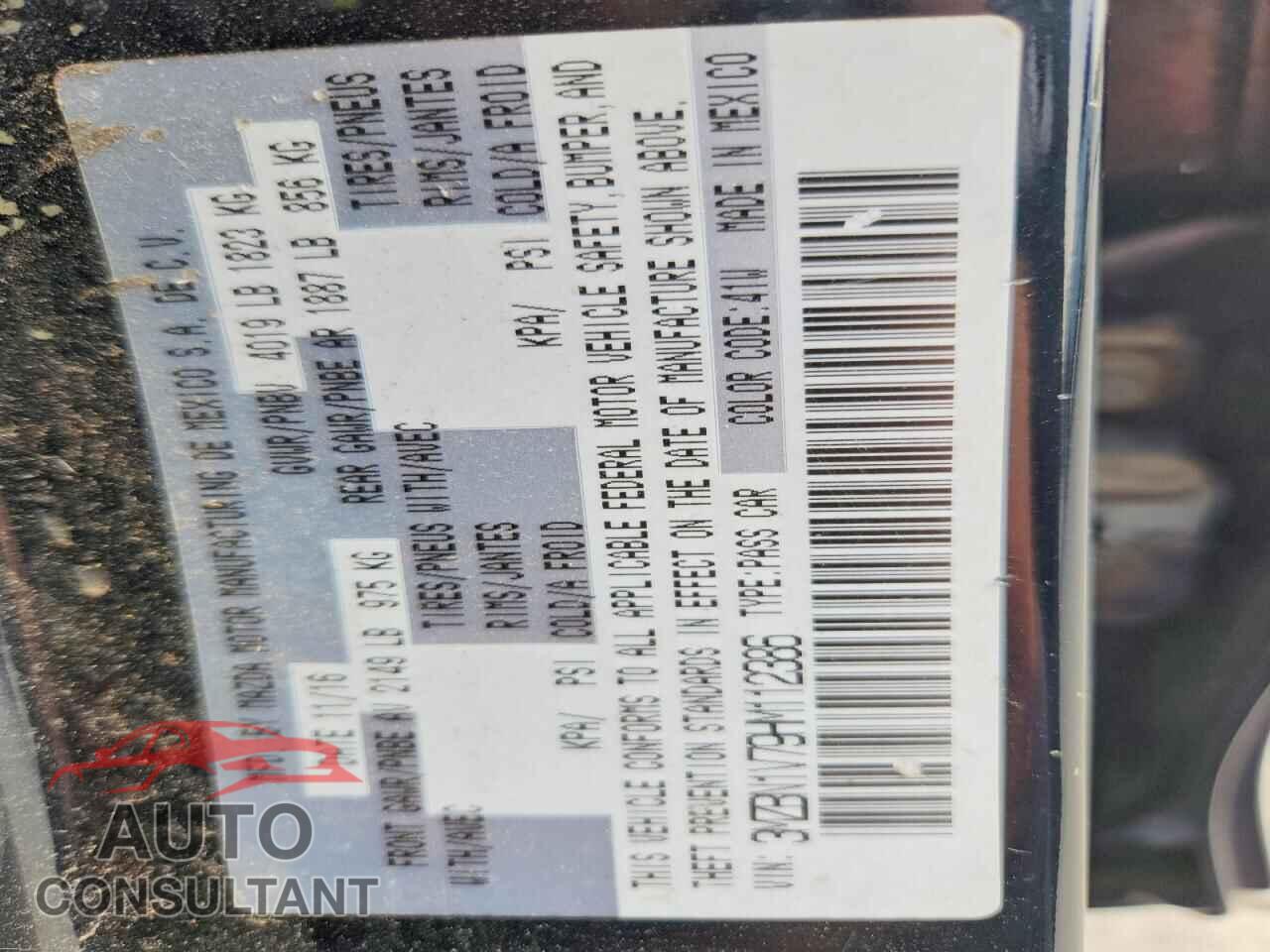 MAZDA 3 2017 - 3MZBN1V79HM112386