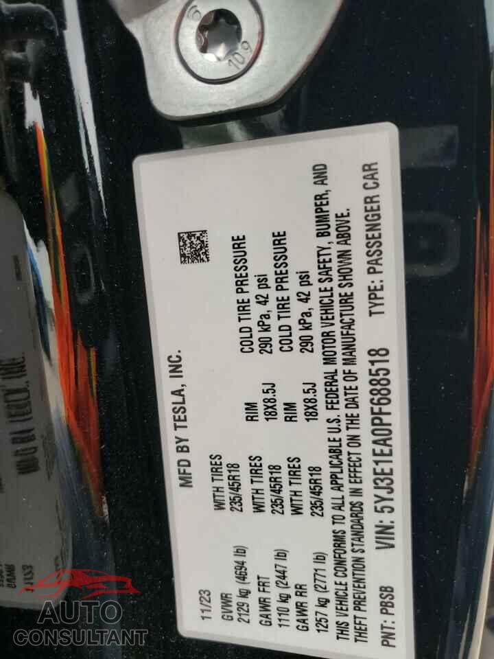 TESLA MODEL 3 2023 - 5YJ3E1EA0PF688518