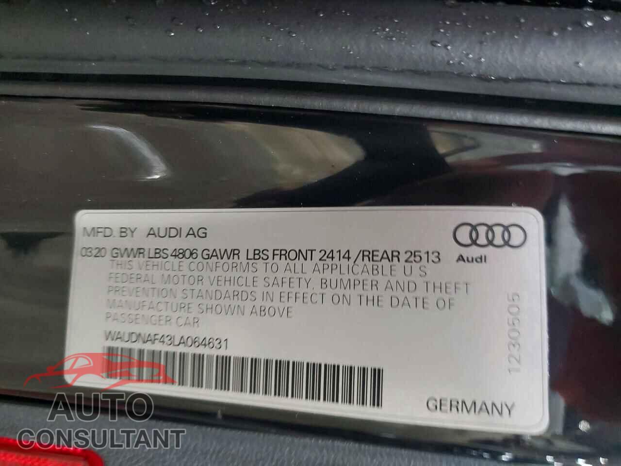 AUDI A4 2020 - WAUDNAF43LA064631