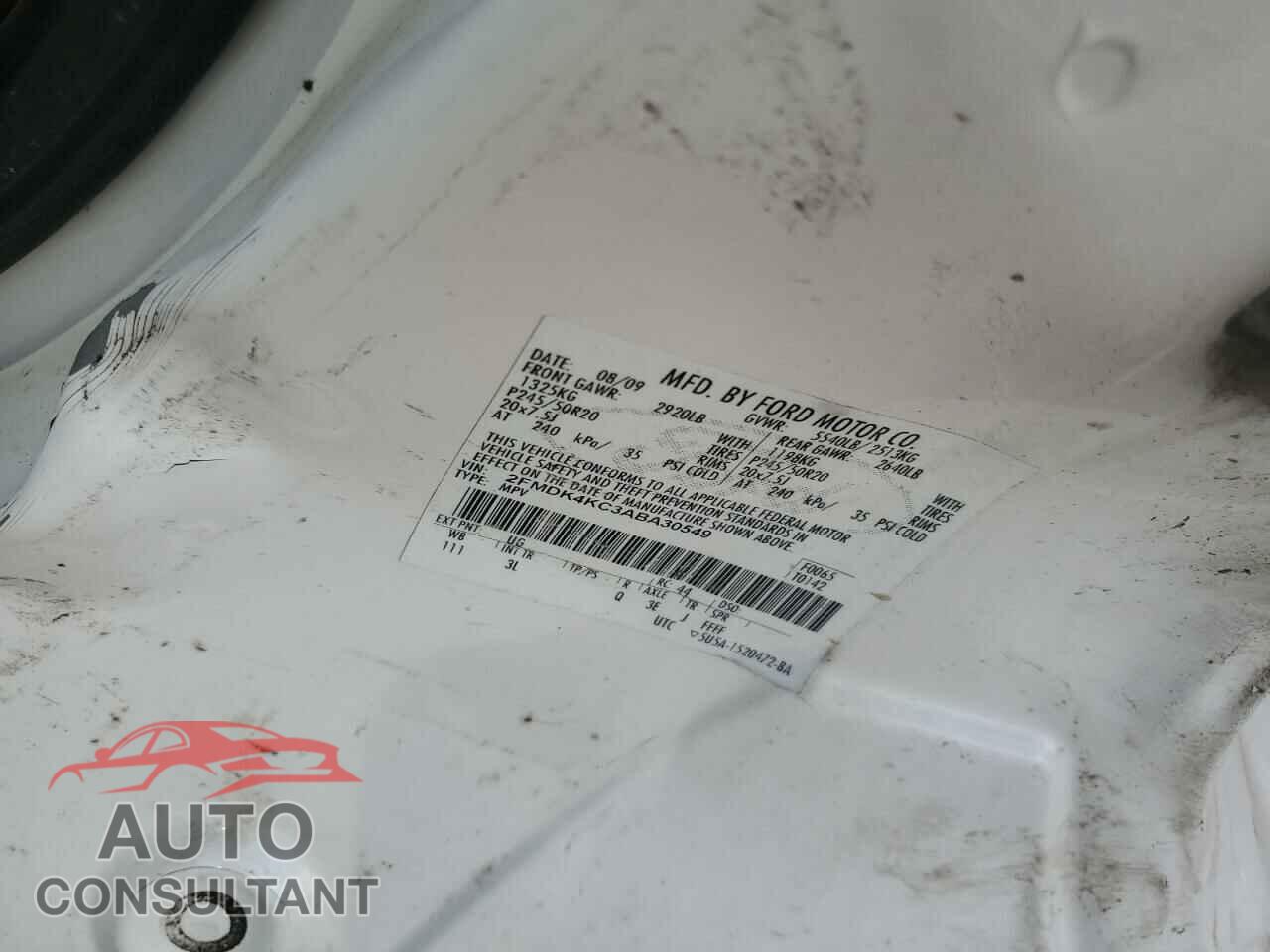 FORD EDGE 2010 - 2FMDK4KC3ABA30549