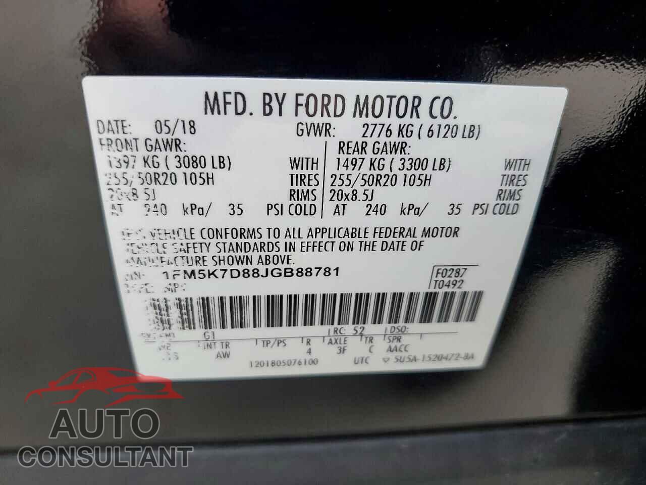 FORD EXPLORER 2018 - 1FM5K7D88JGB88781