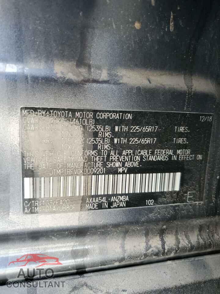TOYOTA RAV4 2019 - JTMP1RFV0KD009201